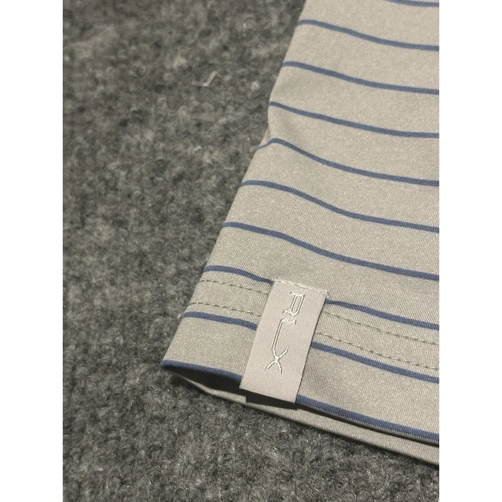 RLX Ralph Lauren Men's XXL Grey Striped Performance Golf Polo Shirt Stretch EUC